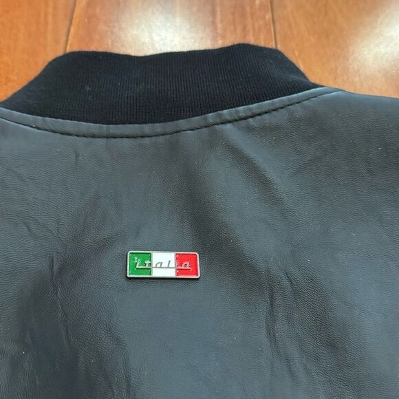 F Collection black leather and suede men's Italy Leather Bomber Jacker Size M - Picture 9 of 13